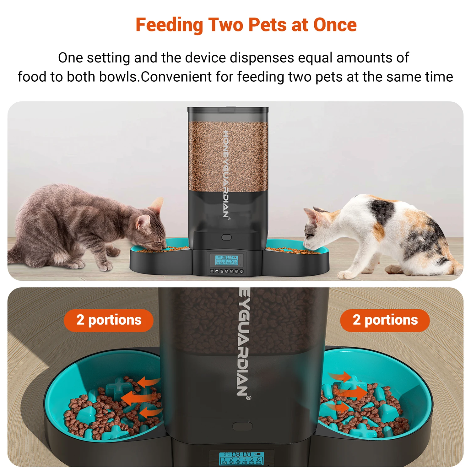 Factory Direct Sell New Product Both Sides Slow Pet Bowls Automatic Pet Feeder with Fully Sealed Cover to Avoid Food Falling out