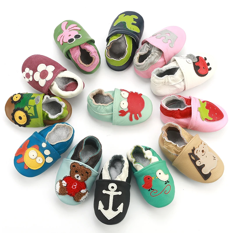 
Simfamily Handmade Genuine Leather Baby Shoes Soft Sole Slip On Toddler First Walking Shoes Toddler Suede Soles Shoes 0-24M 