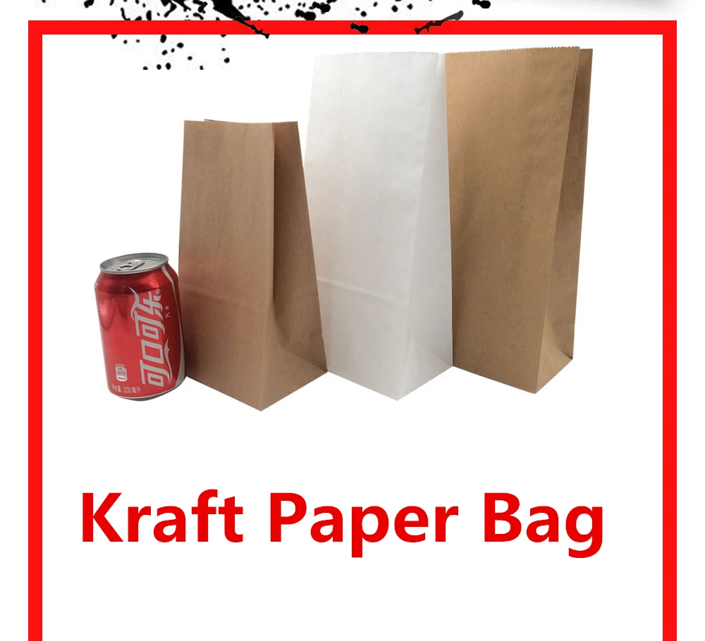 Eco Friendly Disposable Food Packaging Roast Chicken Fresh Baked Pop Corn Brown Kraft Paper Bag Without Window