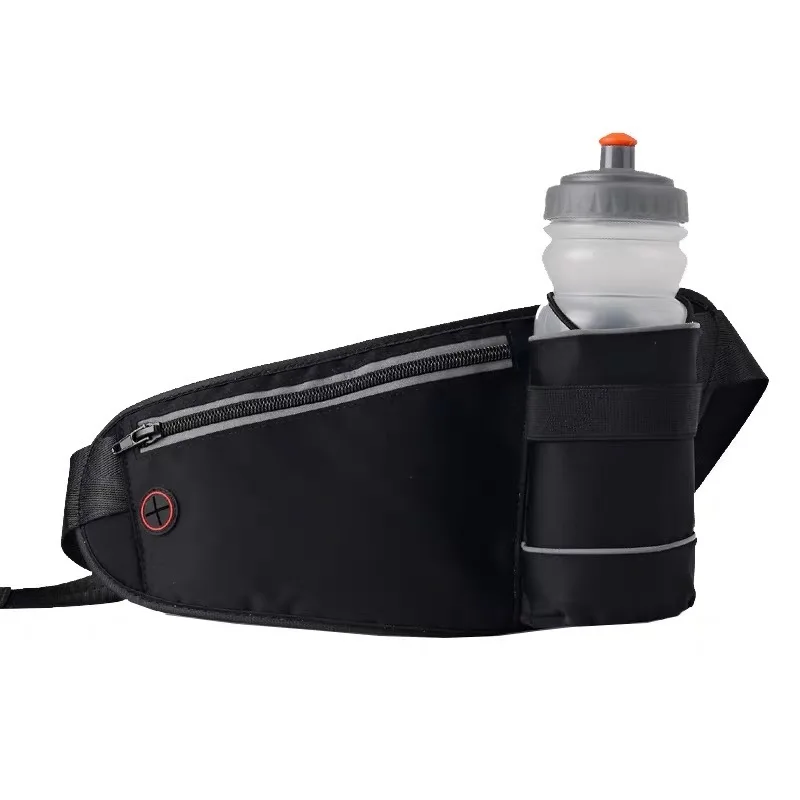 Wholesale High Quality Fashion Black custom logo bum bag With Water Bottle Holder Adjustable Strap