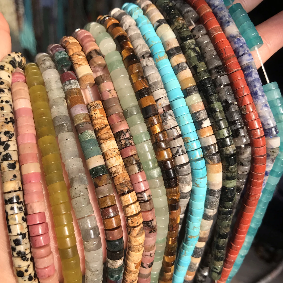 Hui Rui Natural Gemstone Spacer Rondelle Beads 3*6mm loose beads  Natural Stone beads for bracelet making jewelry