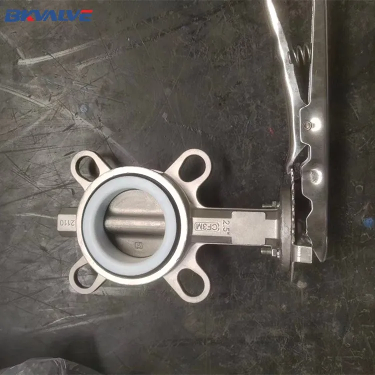 DN50 DN65 stainless steel SS304 316 EPDM PTFE seat lever wafer butterfly valve