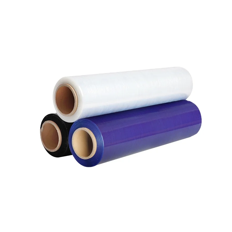 2023 Colorful  LLDPE hand use stretch film 23 microns 500mm goods wrapping Film with LOGO printing