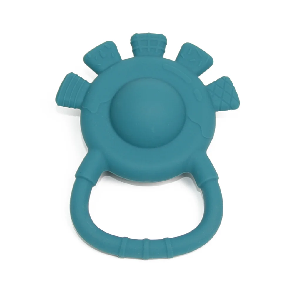 2 In 1 Baby Silicone Teether And Rattle Soft Gum Messager Bpa Free Chew Ring Infant Toddler Food Grade Petal Shaped Toy