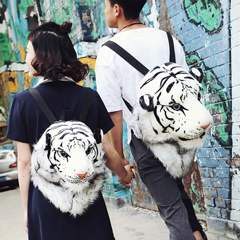 Tiger head backpack men and women couple backpack  travel bag animal gift bag