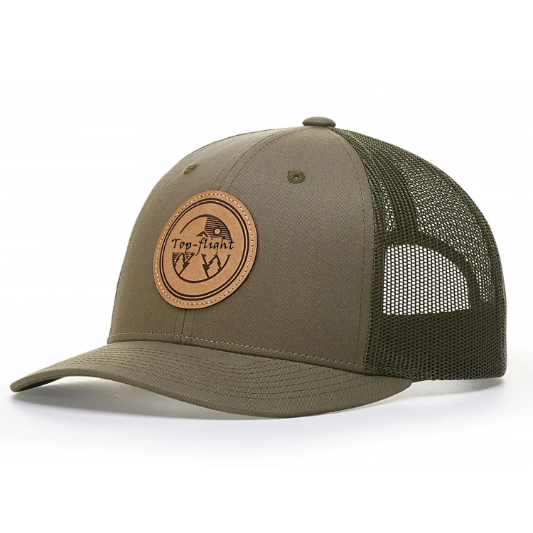 Hot sale high quality 2021 Leather Patch Trucker Hats with Patch Custom Patch