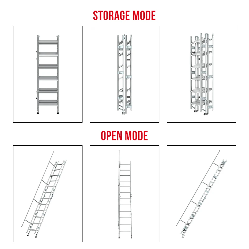 Aluminium Building Construction Outdoor/Indoor Aluminium Safe And Anti Skid Folding Ladder Fold Up Stairs