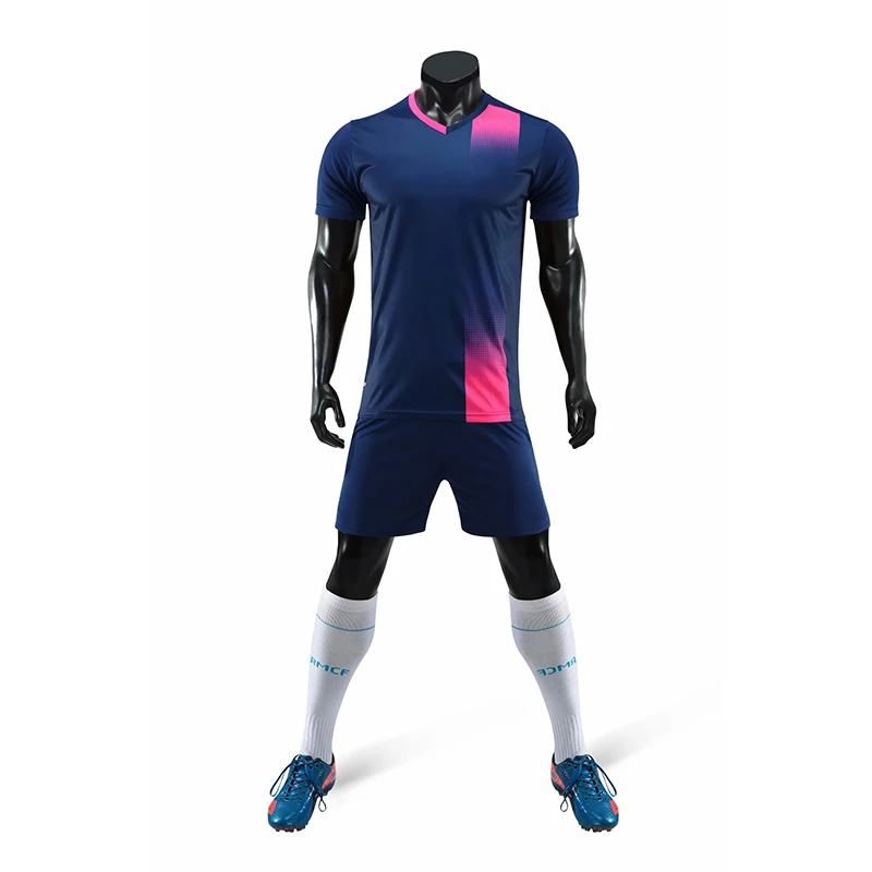 Custom Dropshipping Football Shirt Football Kit Quick Dry Soccer Jersey Blue Yellow Set Sublimated Jersey Football Uniforms