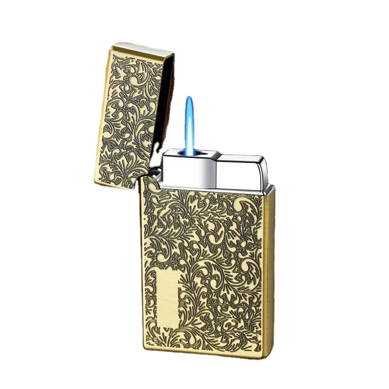 Creative Tang Grass Relief Craft Windproof Lighter Metal Jet Flame Gas Cigarette Lighter Wholesale