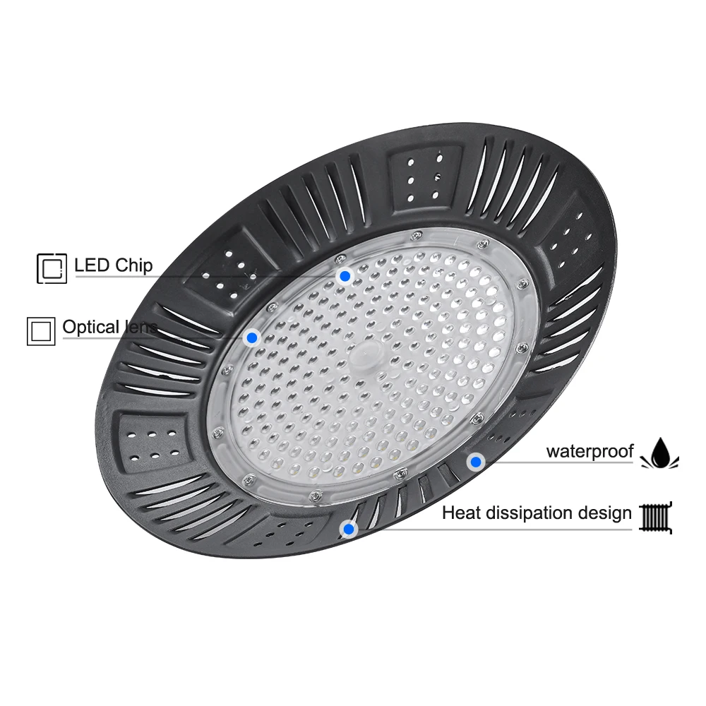 130лм/w ~ 150lm/w складская лампа 100 Вт 150 Вт 200 Вт Рабочий цех industrial НЛО вело высокий свет залива