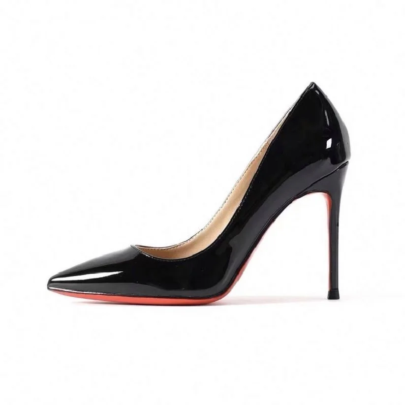 Genuine Leather Heels Women 2023 Luxury Shoes Designer Shoes Women Famous Brands Red Bottom Heels
