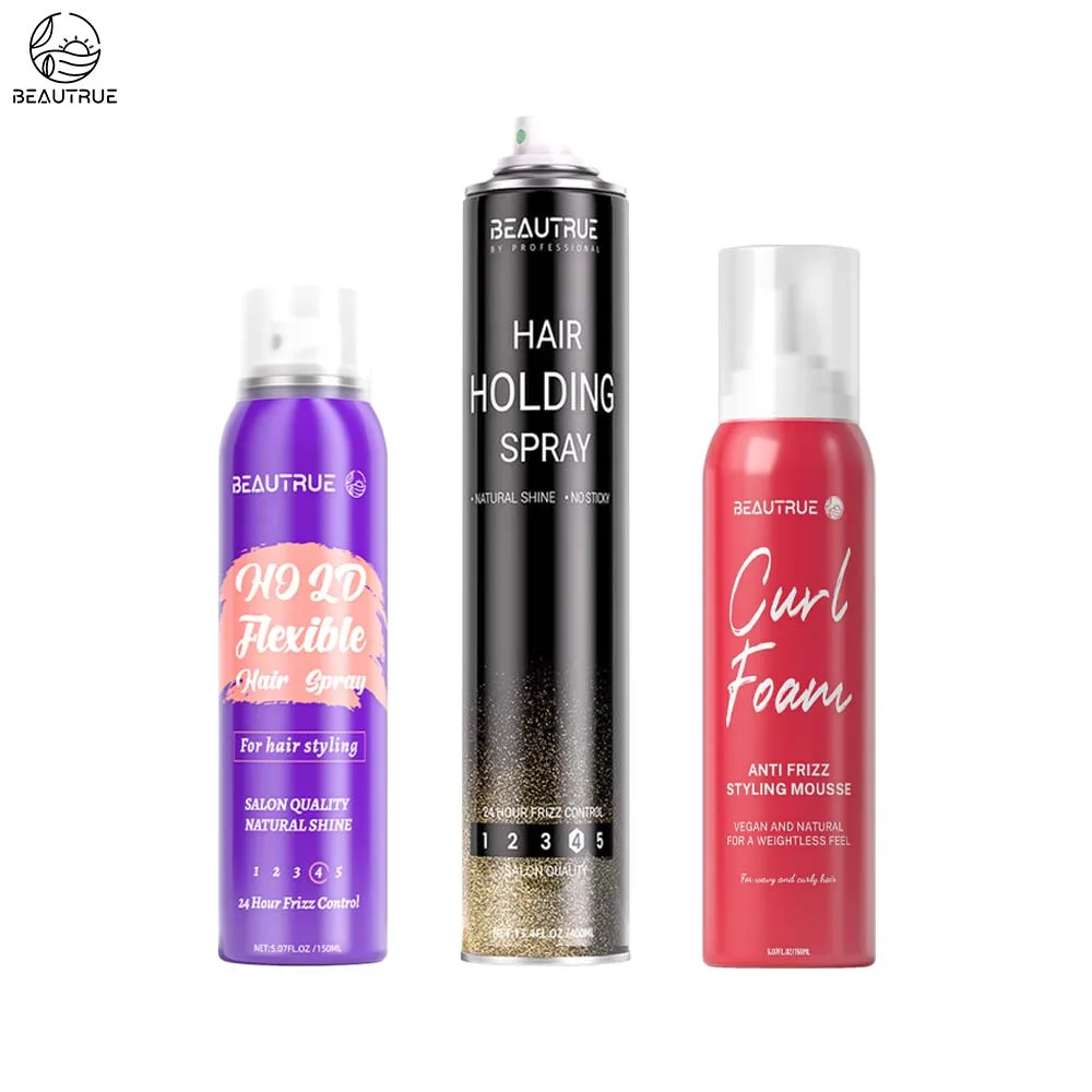 Custom Aluminium Iron Can Aerosol Hairspray Printing & Labeling Strong Hold Spray For Hair Extra Styling Fast Dry Holding Spray