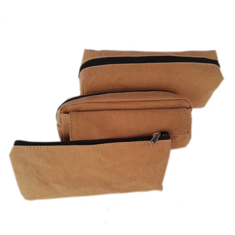 Multifunction Cosmetic Makeup Coin Pouch Bag Washable kraft paper zippered pencil cases