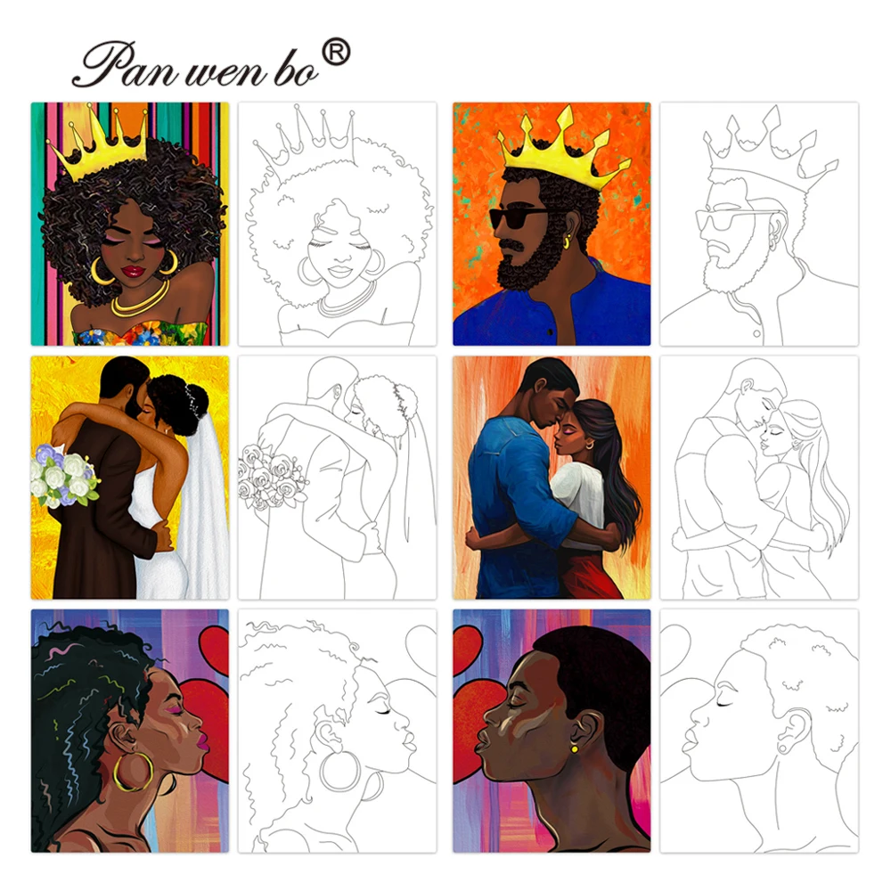 Panwenbo Beginner Adults Party Painting Pre Drawn Canvas 20*25cm Pre Drawn Canvas To Paint For Adults