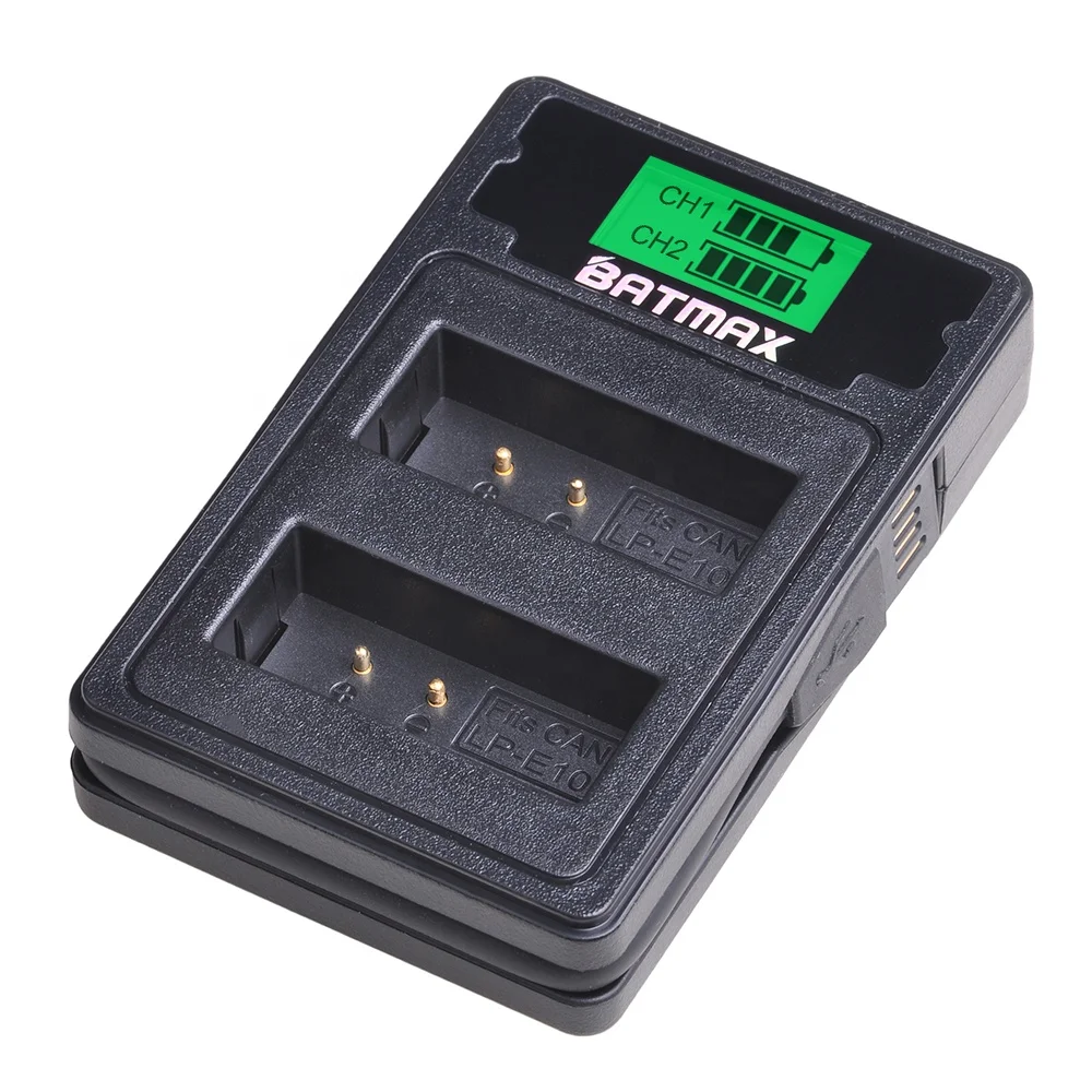 
LP-E10 LPE10 LP E10 battery LCD dual charger with type C port For Canon EOS 1100D 1200D 1300D Rebel T3 T5 T6 KISS X50 X70, L10 
