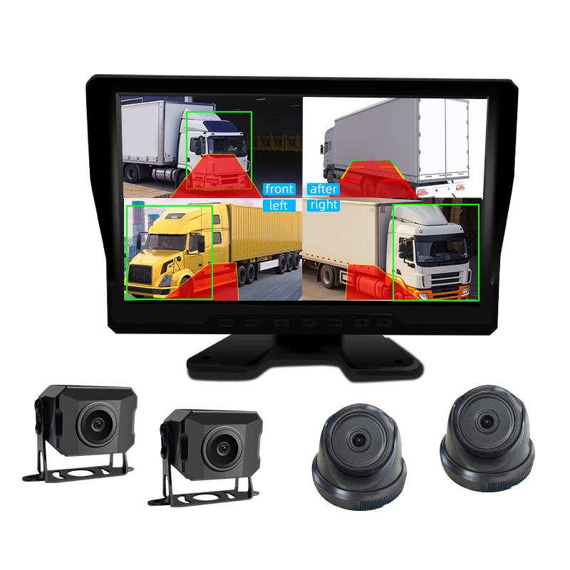 24V 10.1 Inch Key Monitor 720P AHD AI Bus Forklift Car Security with Four Channels Video BSD BSM Truck Blind Spot Monitor system