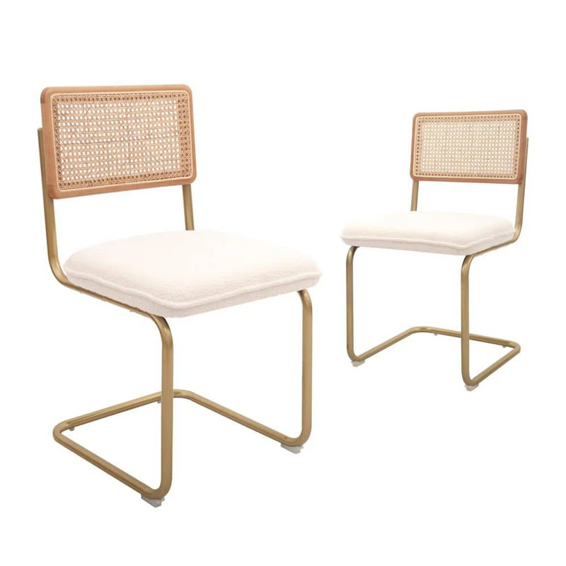 Hot Selling Worldwide Wood Cesca Chair Chromed Frame PU Seat Rattan Back Dining Chair With Cushion