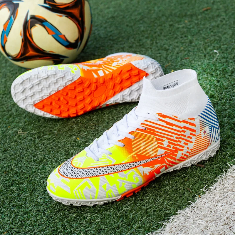 High-Top Stylish Durable Anti-Slip Cleats Soccer Sneakers Athletic Big Kids Football Shoe Indoor Outdoor TF Soccer Shoes For Men