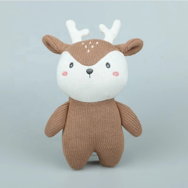 New style cute knitting panda teddy bear bunny elephant deer stuffed animal doll comfort plush toy