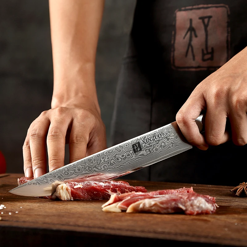 XINZUO Hot Sale 15 pcs Knife Sets Professional 67 Layers Damascus Steel Carbon Steel Kitchen Chef Knives Set with Accessories