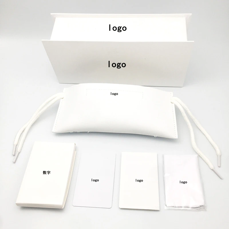 Wholesale White Custom Sunglasses Case Packaging with Logo Glasses Pouch Box Cloth Set
