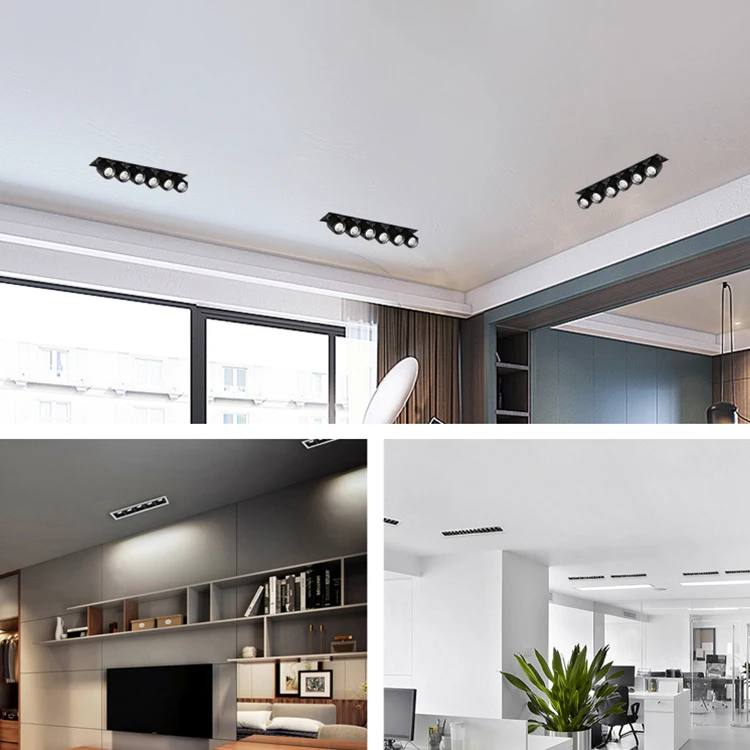 Factory Direct Sale Hotel Office Recessed Mounted Anti Glare Stretched Led Linear Grille Spotlight