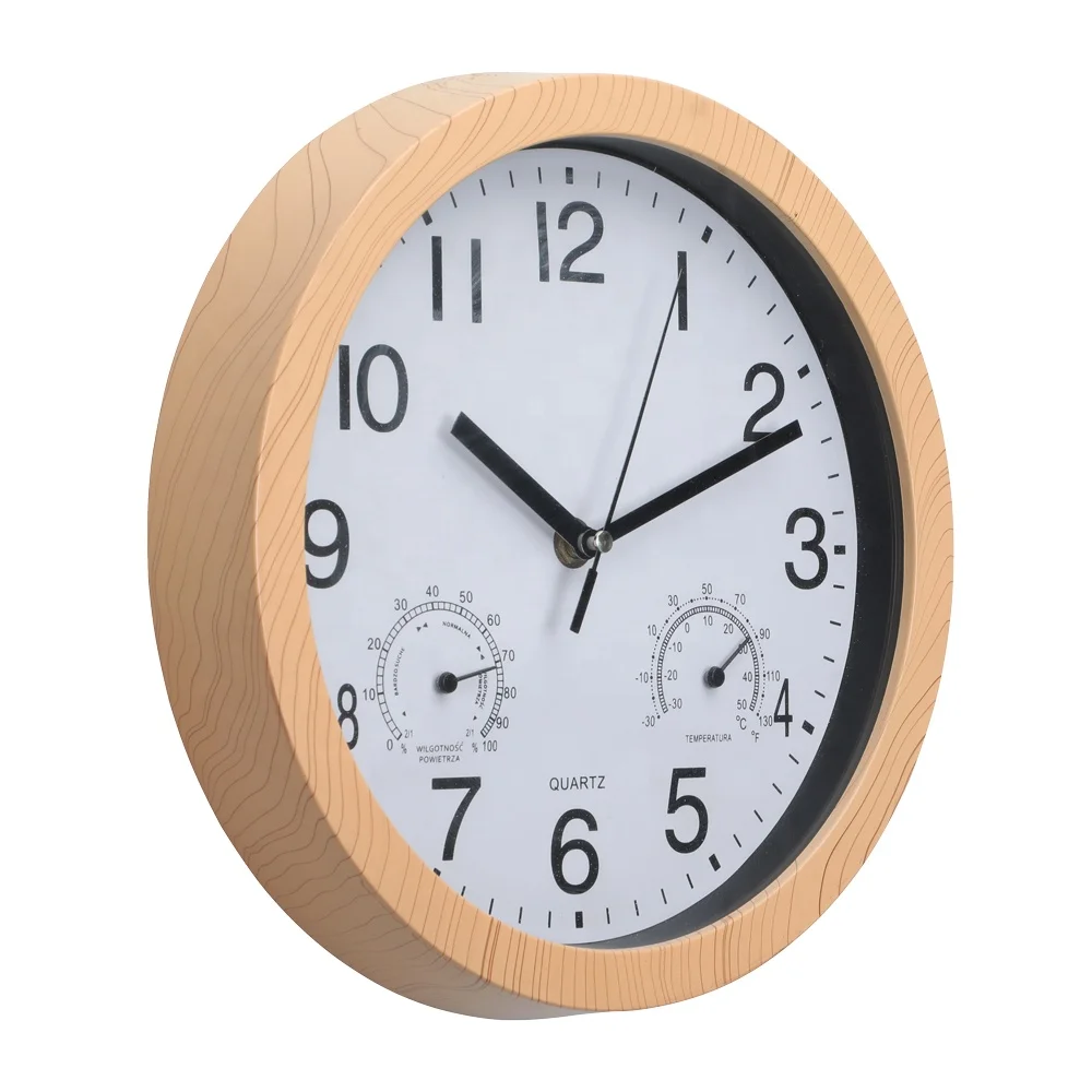 simple classic bentwood temperature and humidity decorative wooden wall clock for home decor