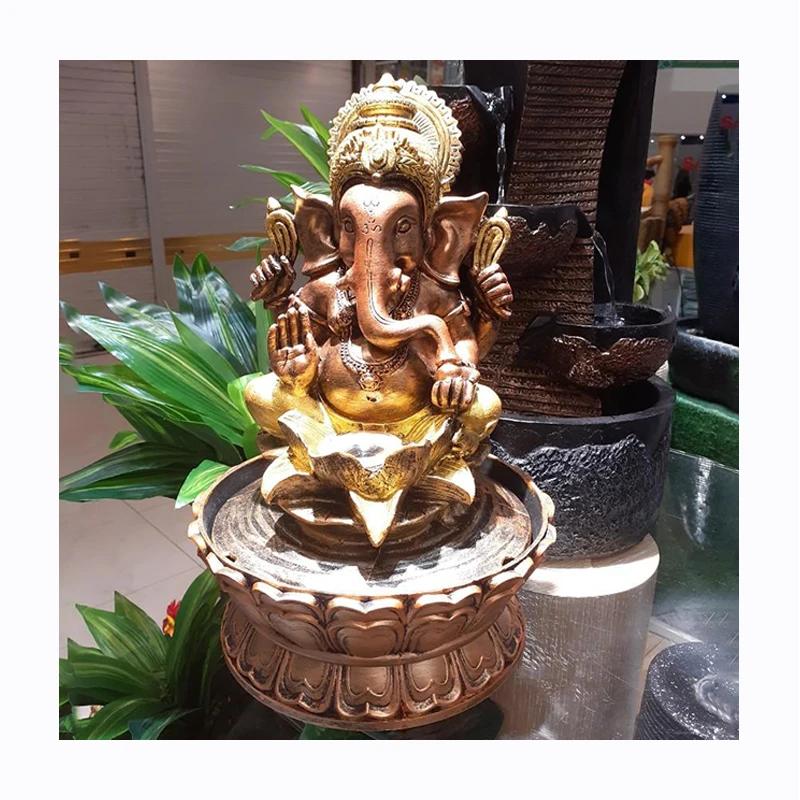 Modern indoor decorative metal brass bronze hindu god ganesh statue water fountain