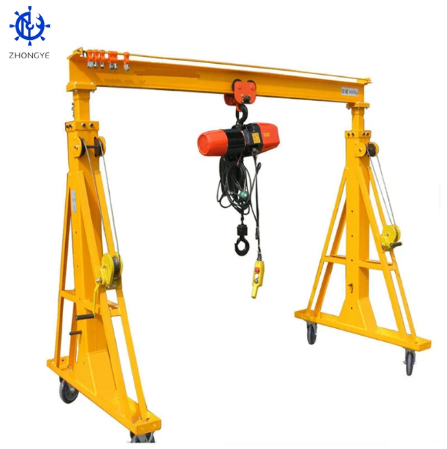 Adjustable warehouse use simple structure light duty 1 ton 2 ton 3 ton small manual gantry crane