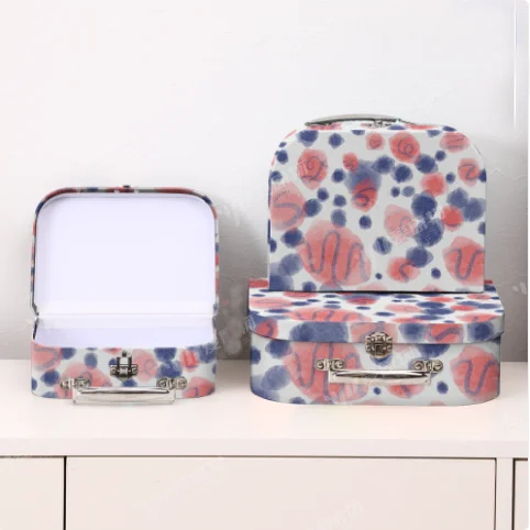 Paperboard Suitcases with metal handle, Set of 3 nesting Storage Gift Boxes for for Decoration, Storage, and More