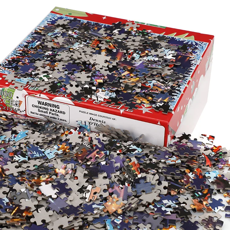 Custom 1000pcs Christmas Paper Jigsaw Puzzle Collection Educational DIY Cartoon Toy for Kids Aged 2-7 Years