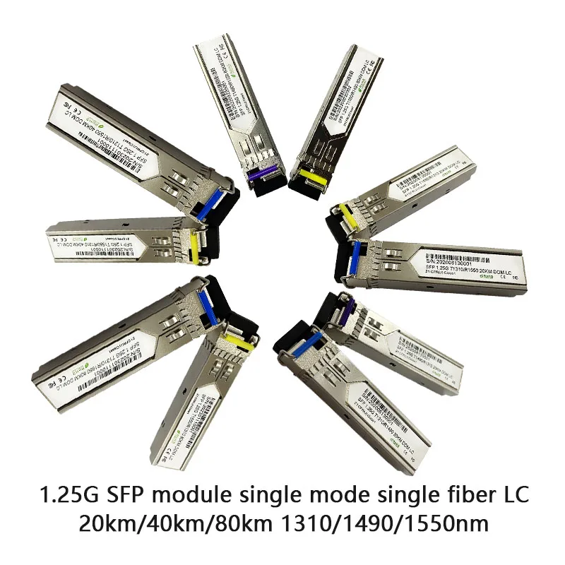 1.25G Gigabit SFP Fibre Optic Modules 1310nm 1550nm Single Mode Single Fiber LC SC 80KM DDM SM SFP Module