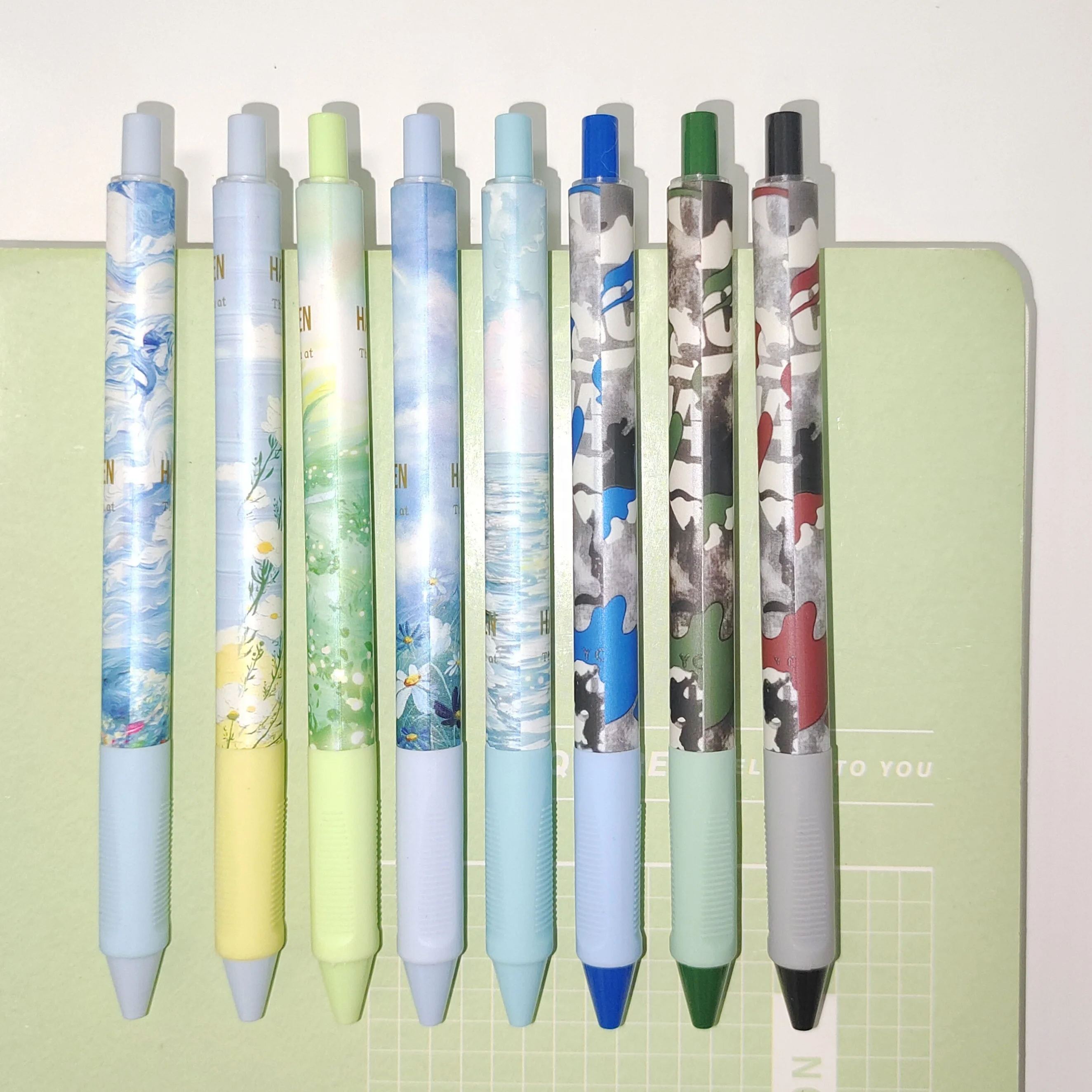 Promotional Gift Custom Design sublimation solid beautiful  soft grip Heat Transfer printing gel pen for girls pena