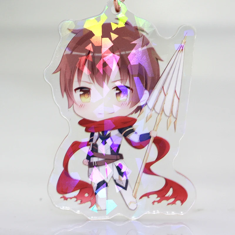 NO MOQ printed transparent shiny glitter clear acrylic custom keychain with anime