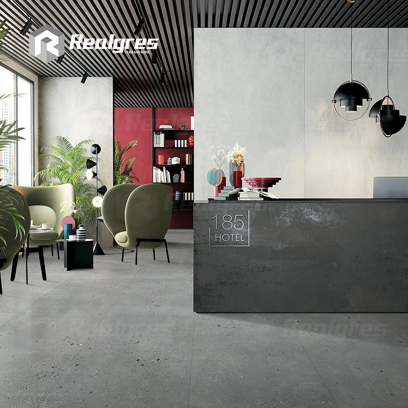 Modern Design Cement Matt 600x600 Grey Color Wall 24x24 Anti Slip Porcelain Terrazzo Floor Tile