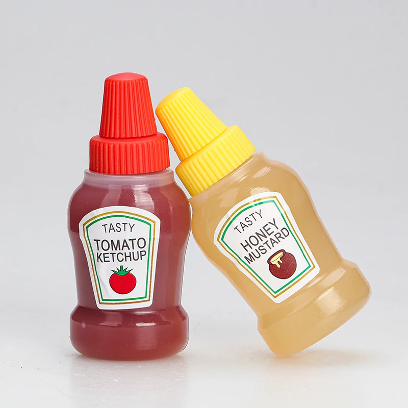 transparent food safe PE Tasty Tomato Ketchup sauce squeeze bottle 25ml Mini honey mustard bottle with spout top cap