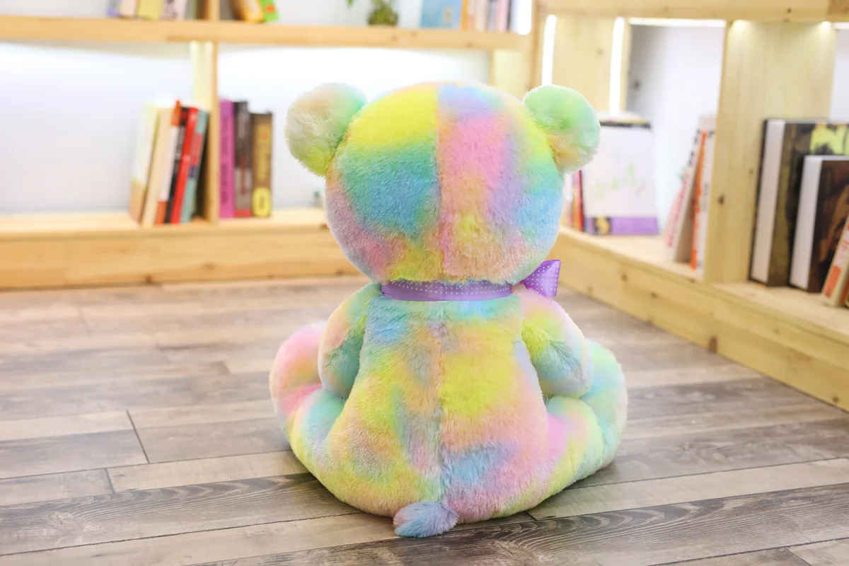 
Factory wholesale price plush teddy bear rainbow bear plush toy family decorated for Christmas 