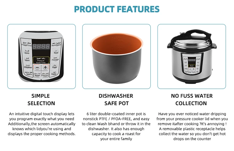 Custom fashion cooker fryer air Electric Pressure cooker 2-in-1 steam cooking pot Encode Control Panel