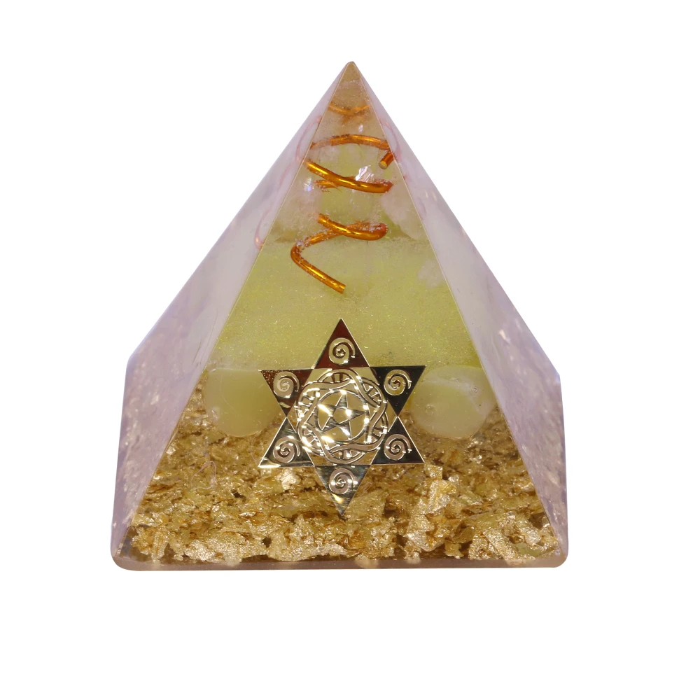 Reiki Orgonite Pyramid Natural Citrine Energy Generator Pyramid  For Emf Protection Chakra Healing Meditation