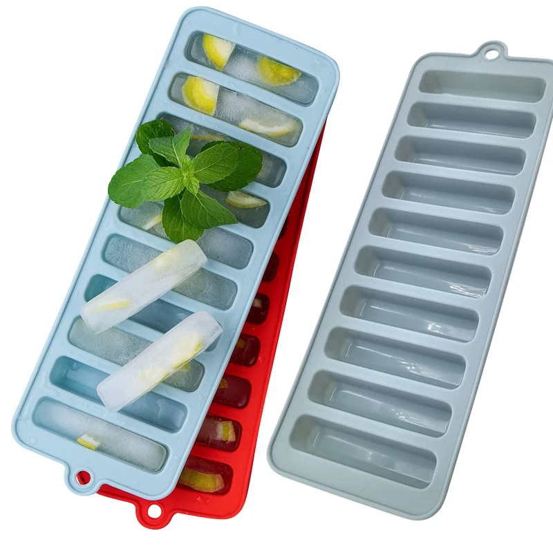 Custom 10Tray Ice Tube Making Trays Multi function Finger Shape Silicone Ice Cube Mold