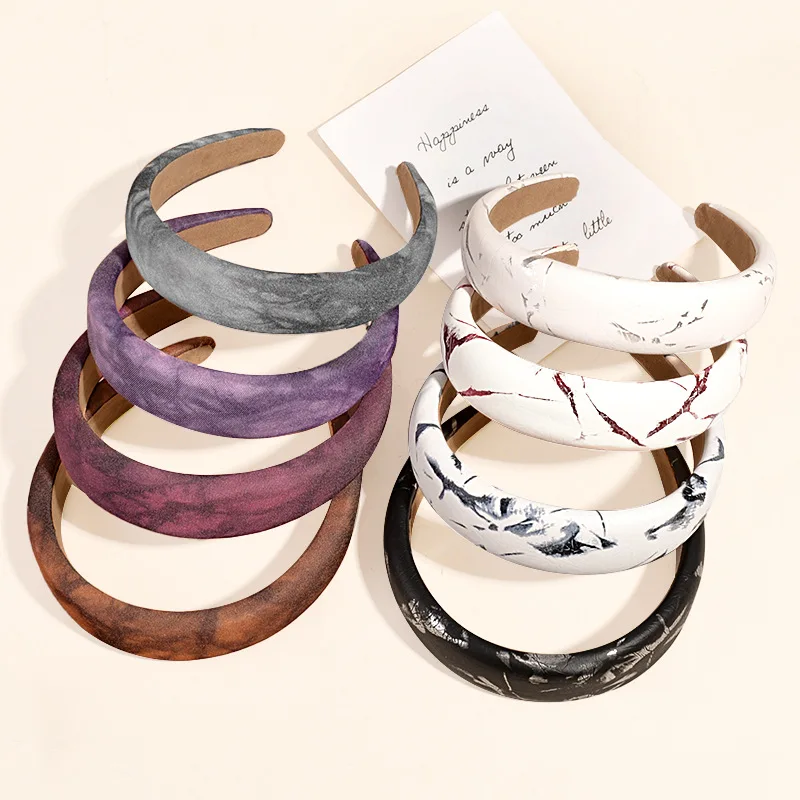 
 В европейском и американском стиле мрамор с рисунком под кожу питона; Губка повязка на голову Женская летние футболки «French кожаный верх повязки для волос аксессуары для волос  