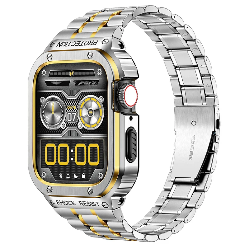 Ремешок из нержавеющей стали для Apple Watch Band Charms 45 44 чехол часов аксессуары watch Series 7