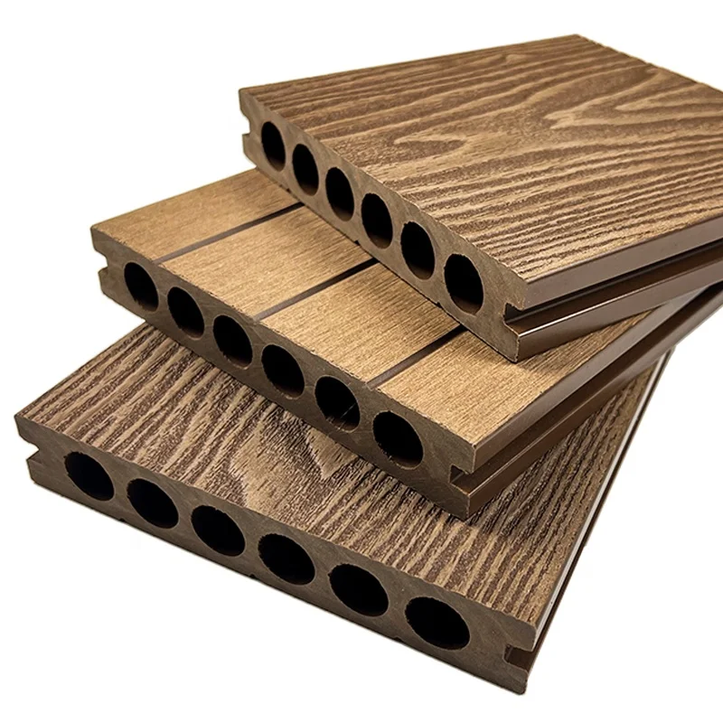 Outdoor terrace board WPC deck floor exterior composite decking for garden landscape 3D embossing wooden grain decking tiles