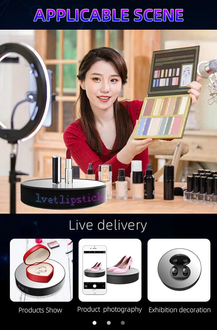 20cm APP Controlled LED Display Electric Rotating Turntable Jewelry Model Live Commercial Advertising Business Display Stand