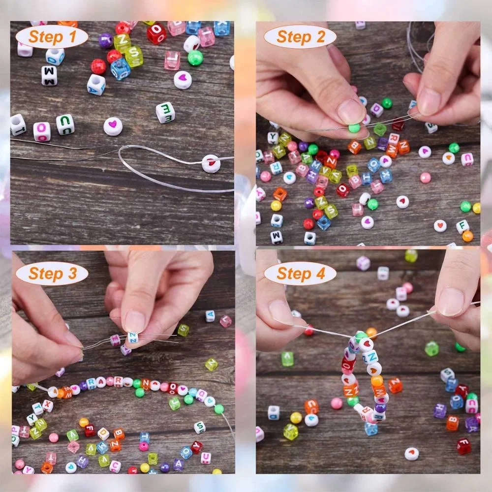 DIY Acrylic Alphabet Letter Beads for Kids Jewelry Making Set (200 pcs)