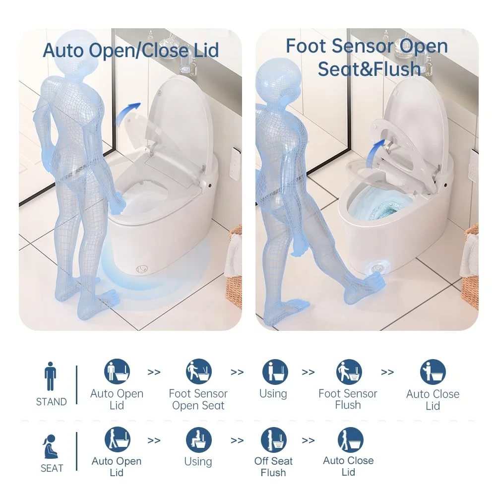 Hot Sale Automatic Sanitary Ware Items Ceramic Bowl Black Bathroom Wc Intelligent Smart Bidet Toilet