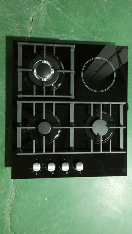 Glass Top 3 Burners 1 Hot Plate Gas and Electric Combination Cooker Stove