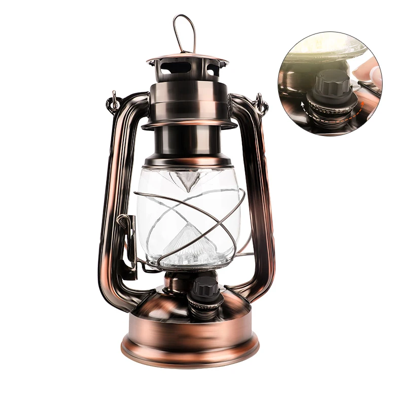wholesale portable Decorative Light Classical Old Style stepless dimming Cob Led Metal Rechargeable Camping Vintage Lantern