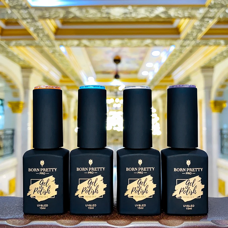 BORN PRETT Private Label 15ml Soak Off Organic Nail Gel Polish Collection 60 Colors Semi Permanent Uv Gel Nails