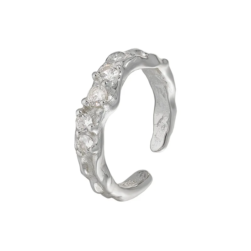 Luxury  925 Sterling Silver White Cubic Zirconia Ring 18K Gold Plated Adjustable  Cz Ring For Woman